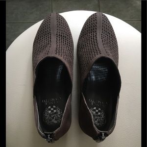 Vince Camuto woven suede booties.